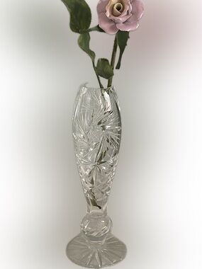 Crystal Budvase pinwheel starburst Glass Bud Vase - Clear